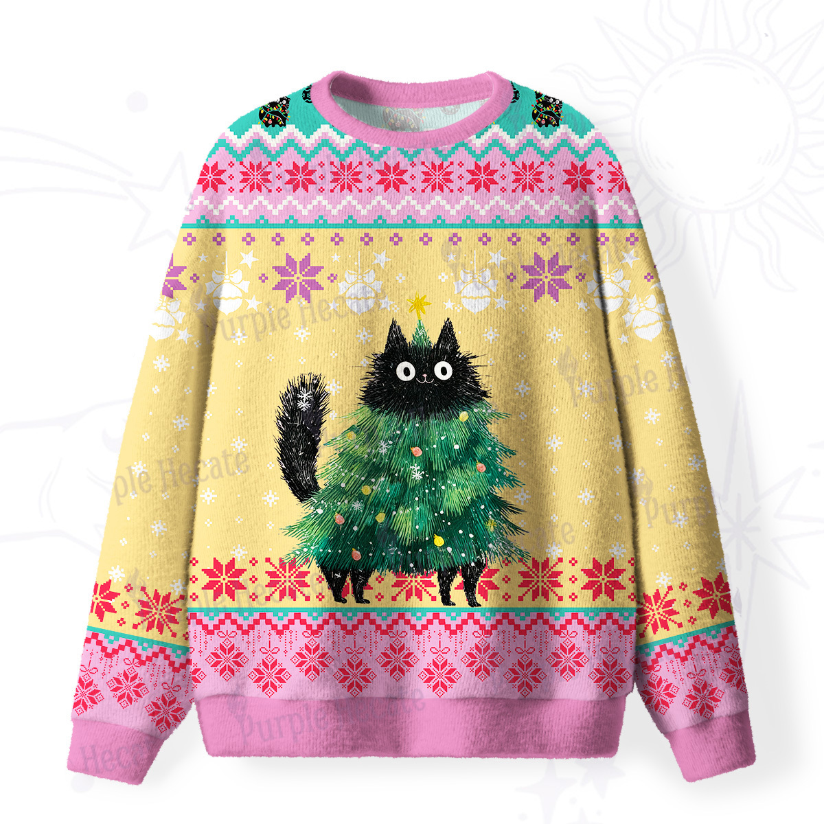Purplehecate Funny Black Cat in Tree Fuzzy Ugly Sweatshirt