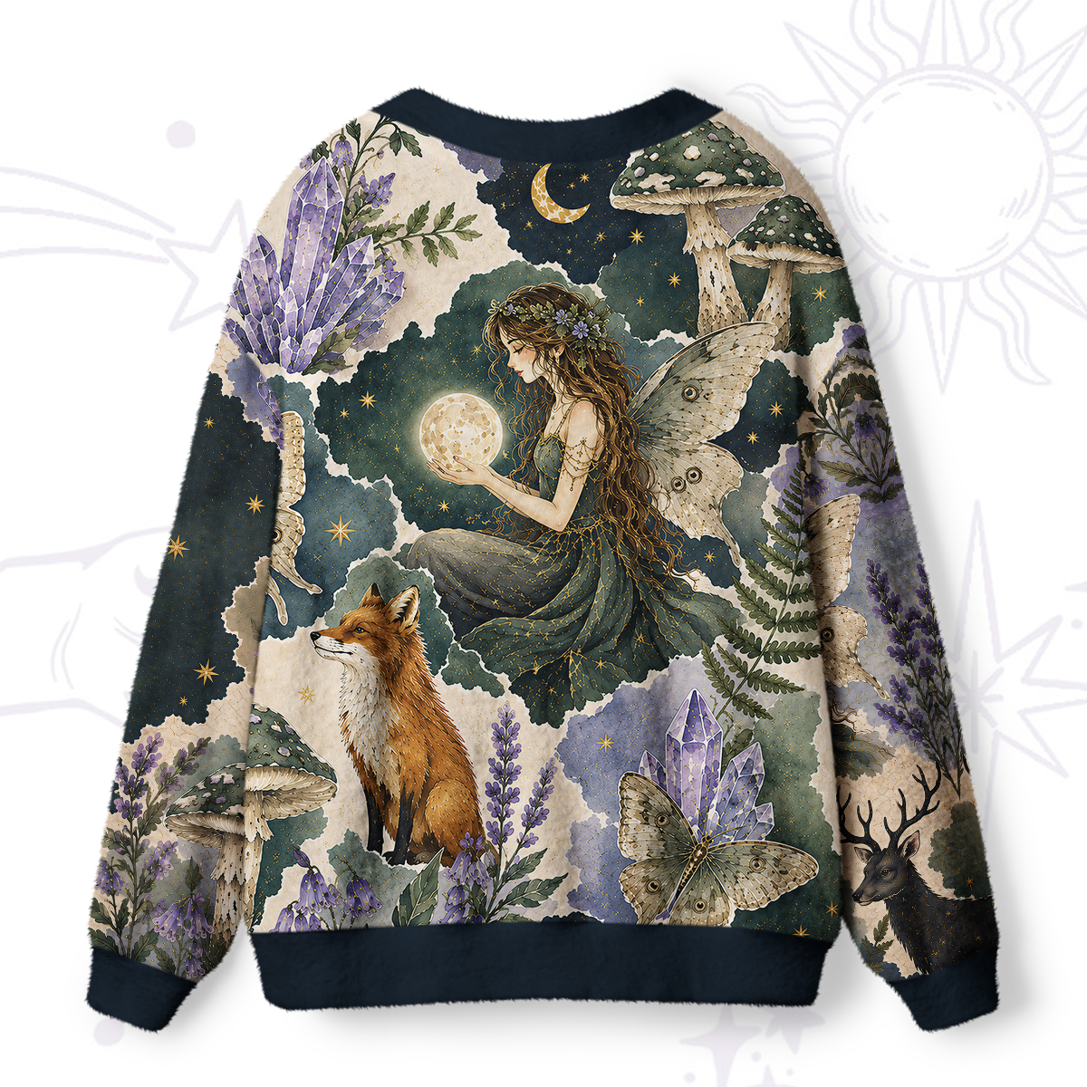 Purplehecate Enchanted Woodland Fox Forest Witch Ugly Cardigan Sweaters
