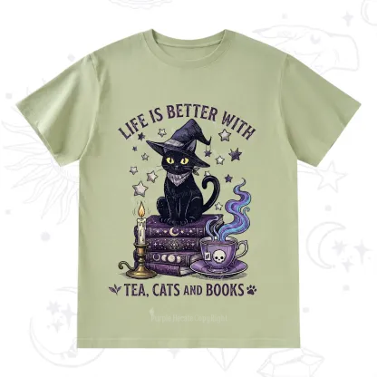 Purplehecate Life Is Better With Cats And Books T-Shirt