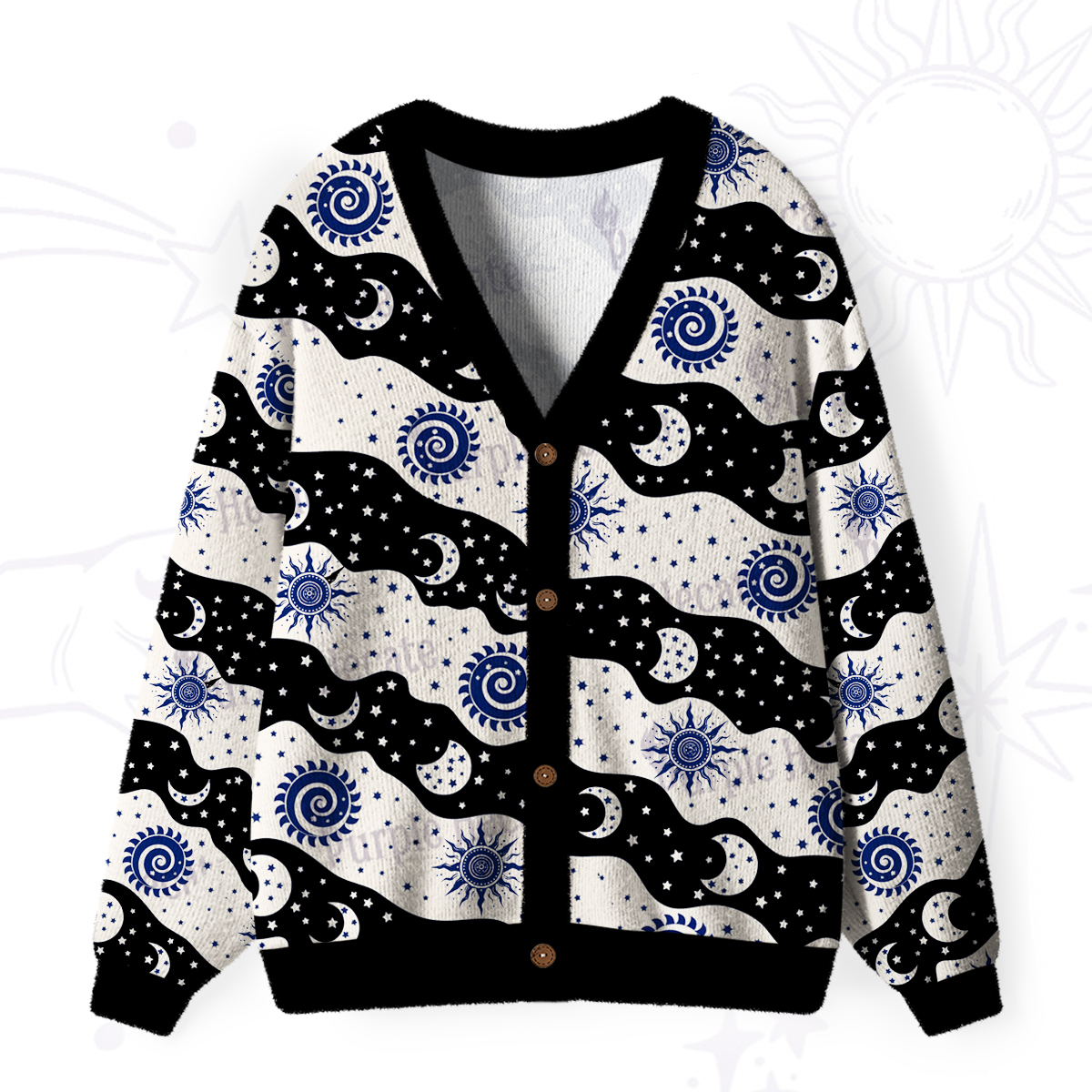 Purplehecate Starry Tides Ugly Cardigan Sweaters