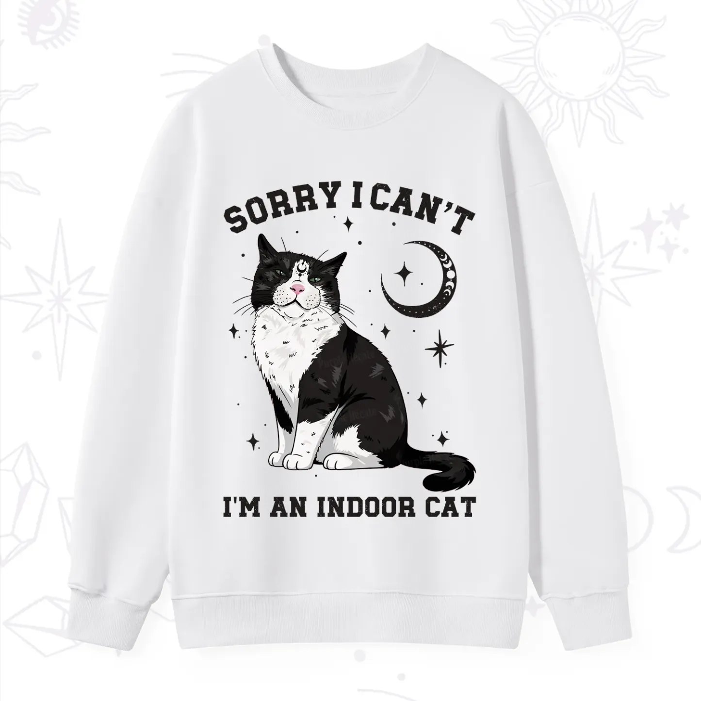 Purplehecate Sorry I Can't Go I'm an Indoor Cat Sweatshirt