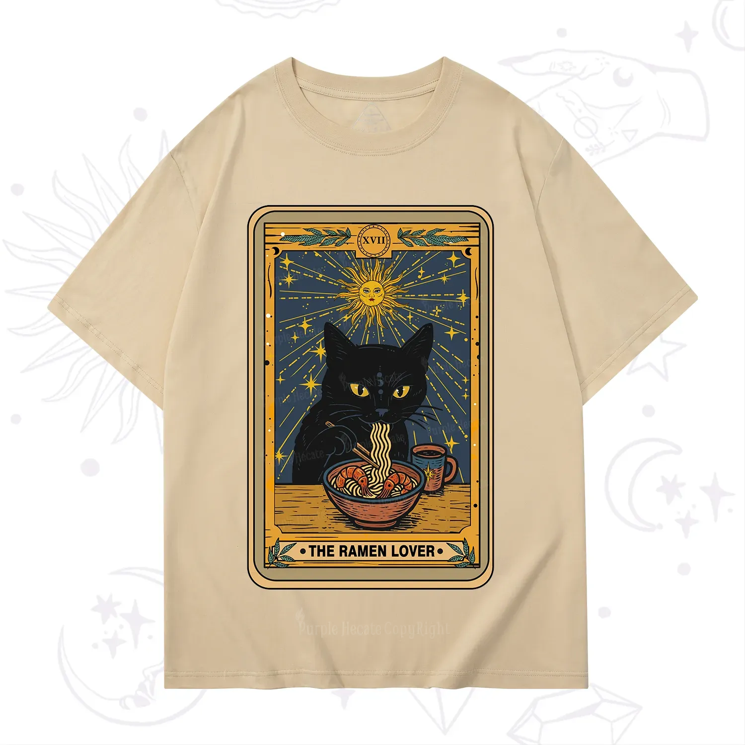Purplehecate The Ramen Lover Cat Tarot T-Shirt