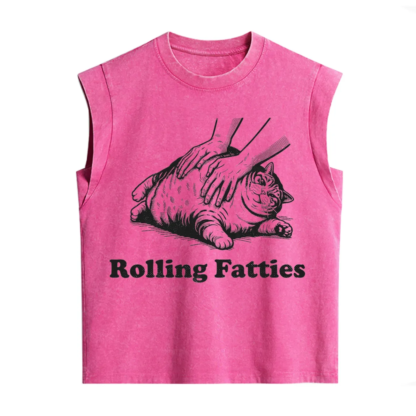 Purplehecate Rolling Fatties Cat Vintage Washed Tank