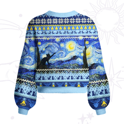 Purplehecate Witch Cat Under the Starry Night Cardigan Sweaters