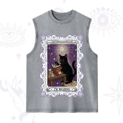 Purplehecate The Reading Cat Tarot Washed Tank
