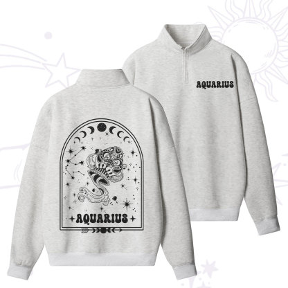 Purplehecate Zodiac Aquarius Under the Stars Zip Fleece Sweatshirt