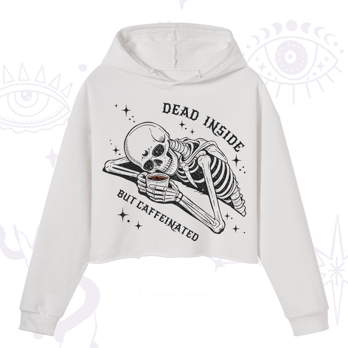 Purplehecate Dead Inside But Caffeinated Crop Hoodie