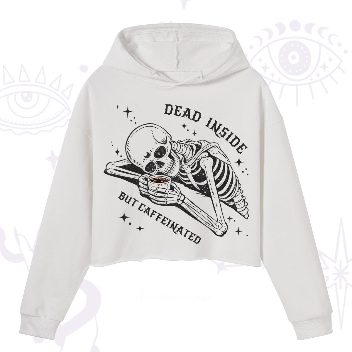 Purplehecate Dead Inside But Caffeinated Crop Hoodie
