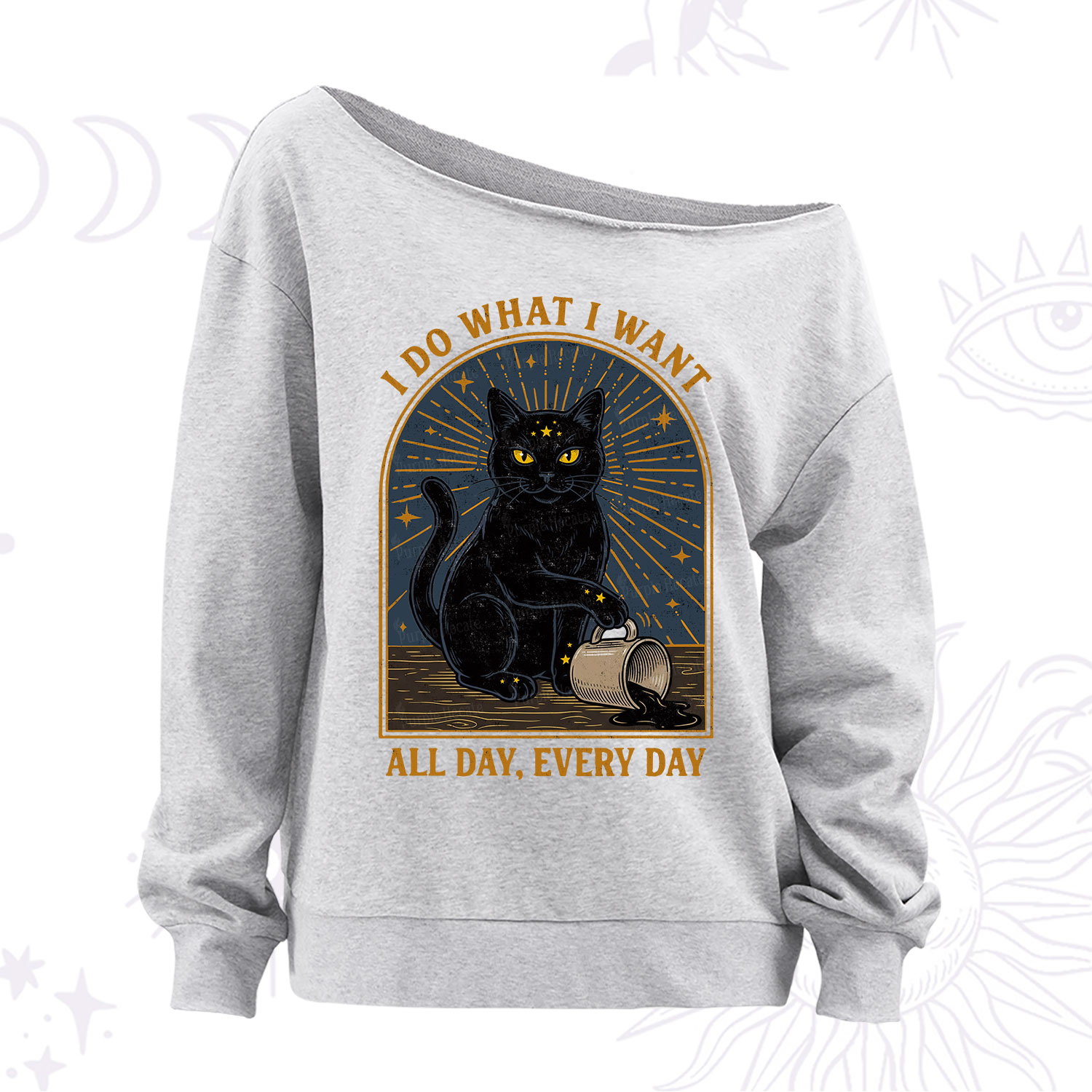 Purplehecate I Do What I What All Day Off The Shoulder Sweatshirt