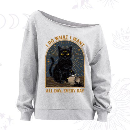 Purplehecate I Do What I What All Day Off The Shoulder Sweatshirt