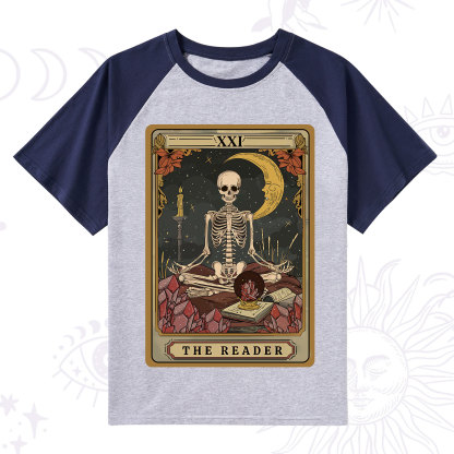 Purplehecate The Reader Tarot Raglan Short Sleeve T‑Shirt
