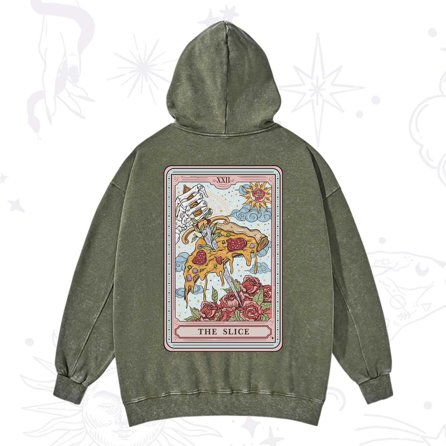 Purplehecate The Slice Food Tarot Washed Hoodie