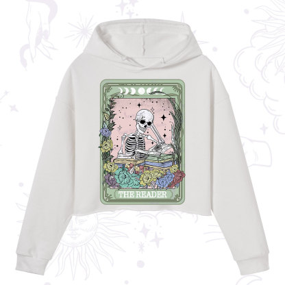 Purplehecate The Reader Bookworm Tarot Skeleton Crop Hoodie