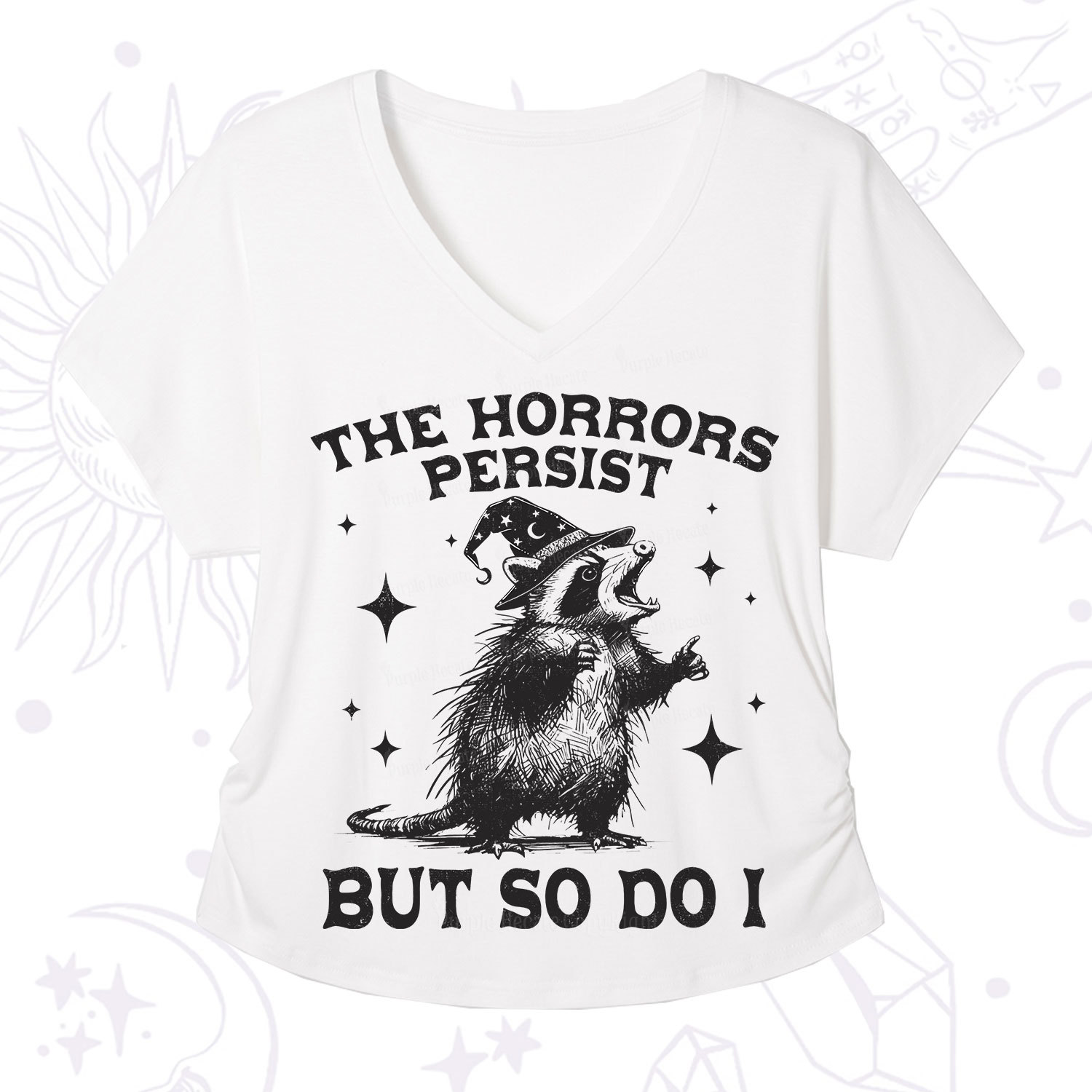 Purplehecate The Horrors Persist But So Do I V-Neck T-Shirt