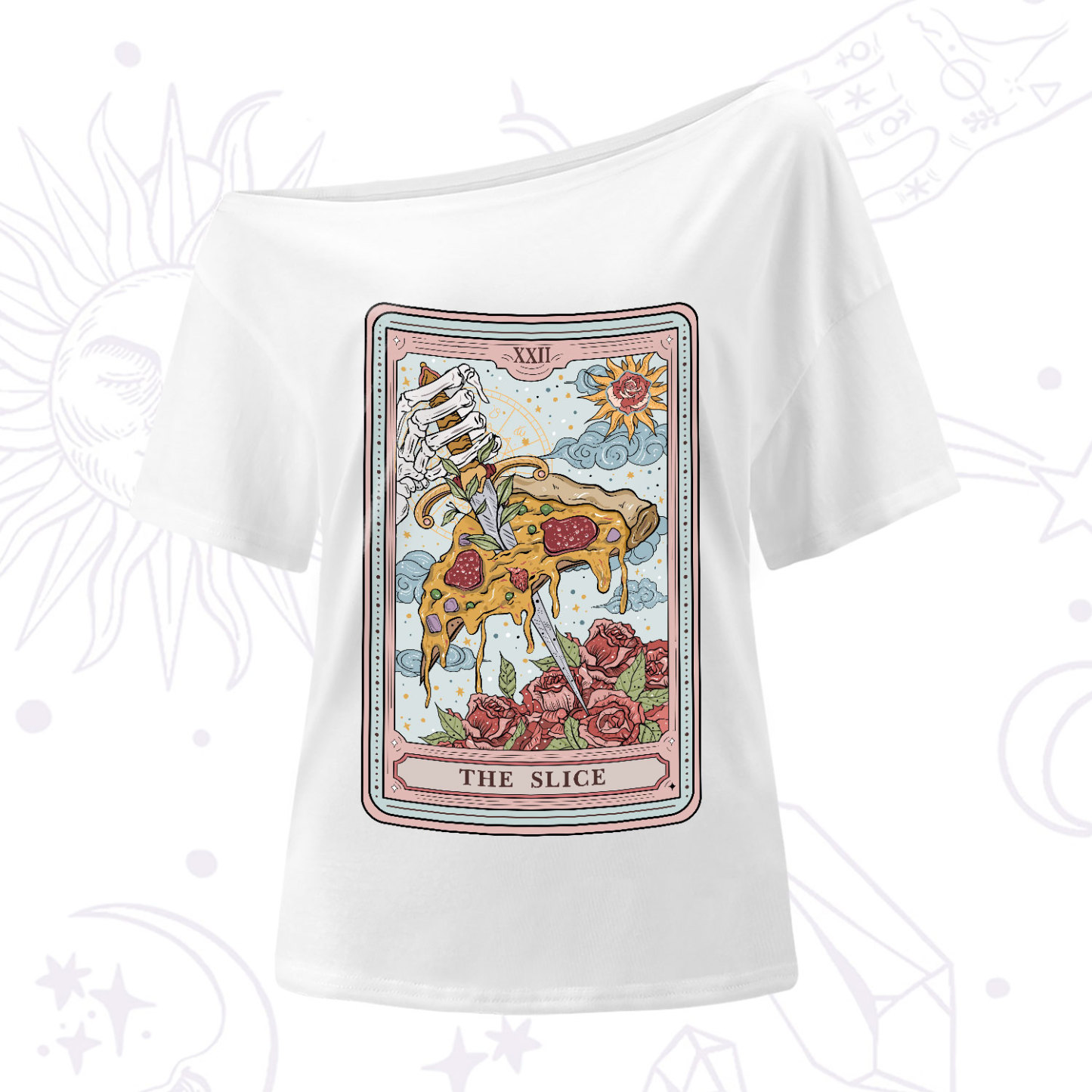 Purplehecate The Slice Food Tarot One-Shoulder T-Shirt