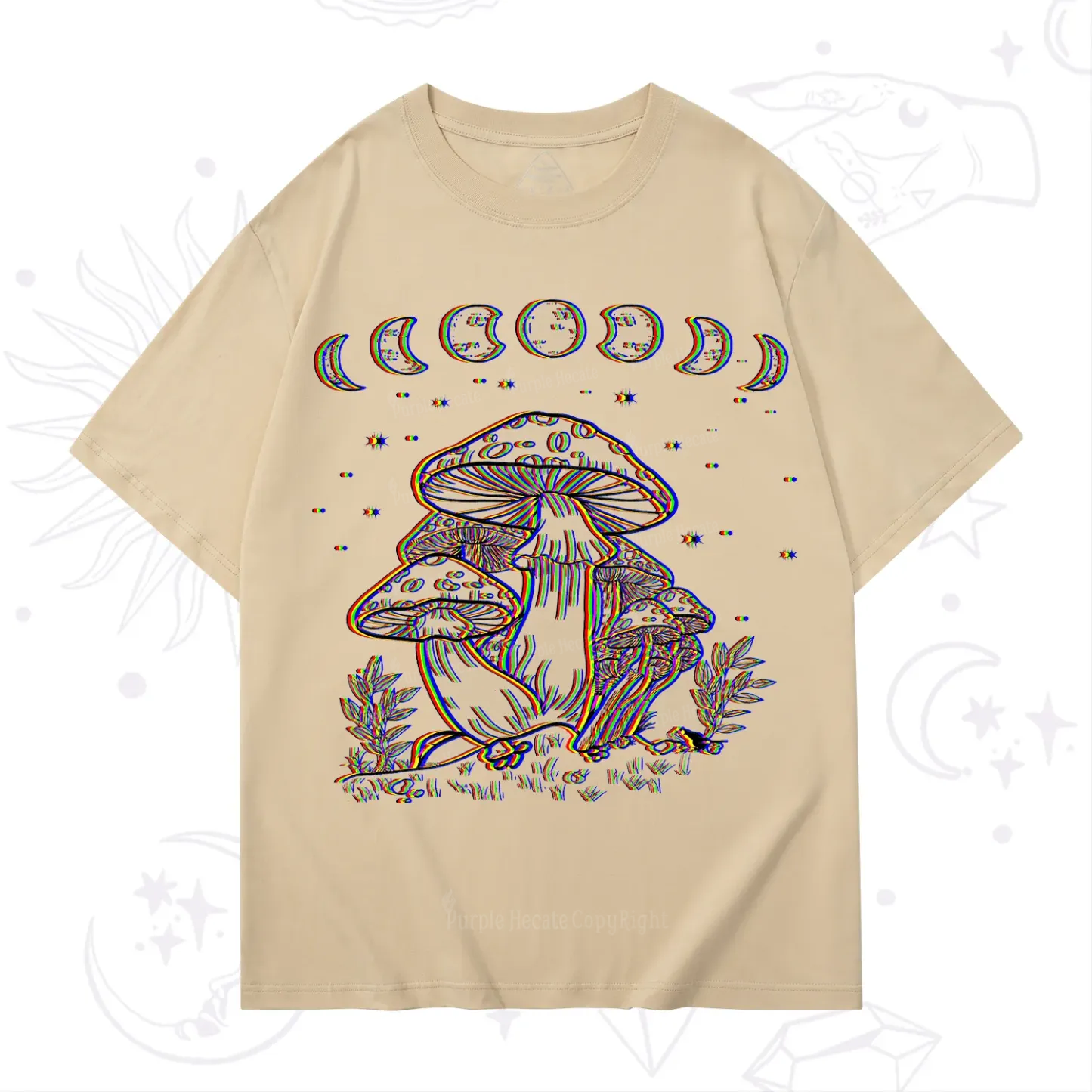 Purplehecate Mushroom and Moon T-Shirt