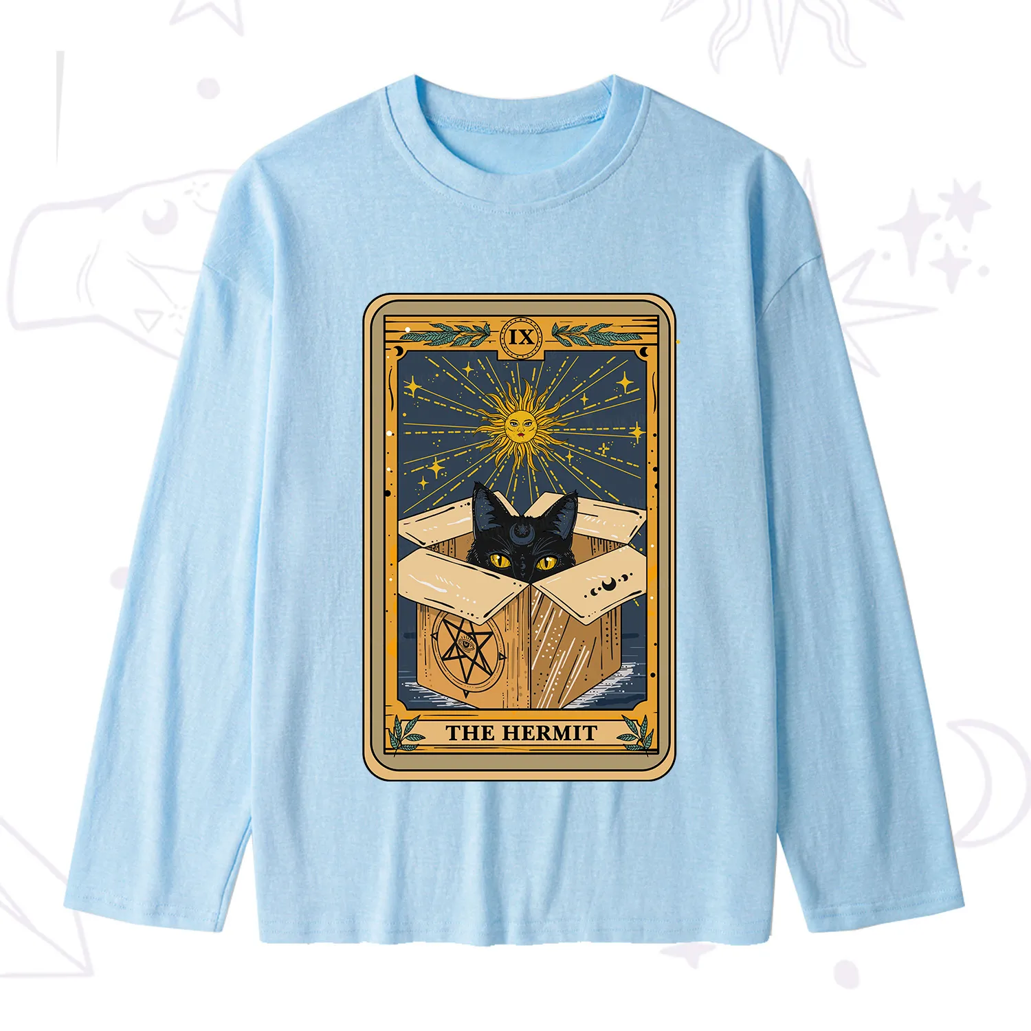 Purplehecate The Hermit Cat Tarot Card Slub Long Sleeve T-Shirt