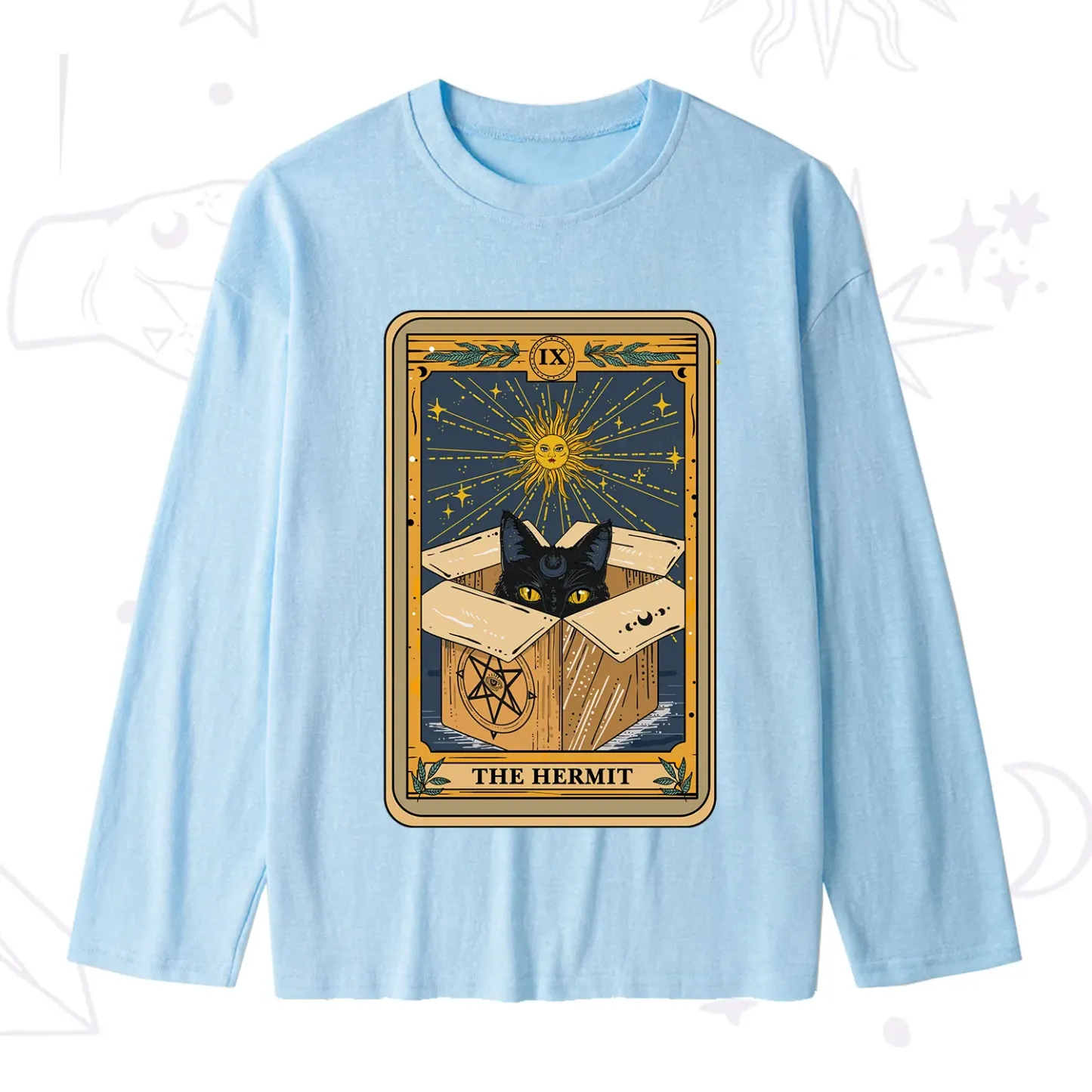 Purplehecate The Hermit Cat Tarot Card Slub Long Sleeve T-Shirt