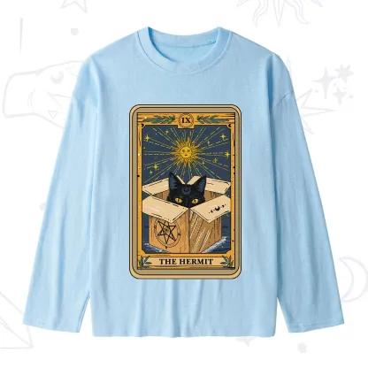 Purplehecate The Hermit Cat Tarot Card Slub Long Sleeve T-Shirt