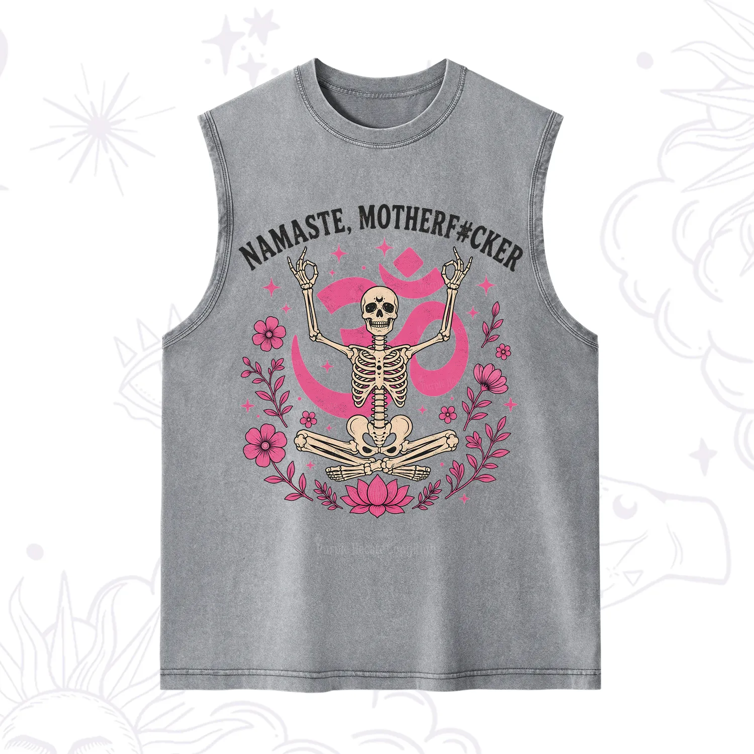 Purplehecate Namaste Motherf*cker Skeleton Washed Tank