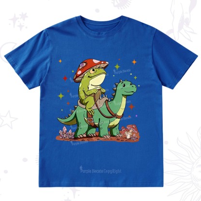 Purplehecate Frog Riding a Dinosaur T-Shirt