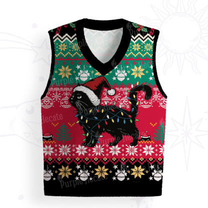 Purplehecate Cute Cat Christmas Ugly Sweater Vest
