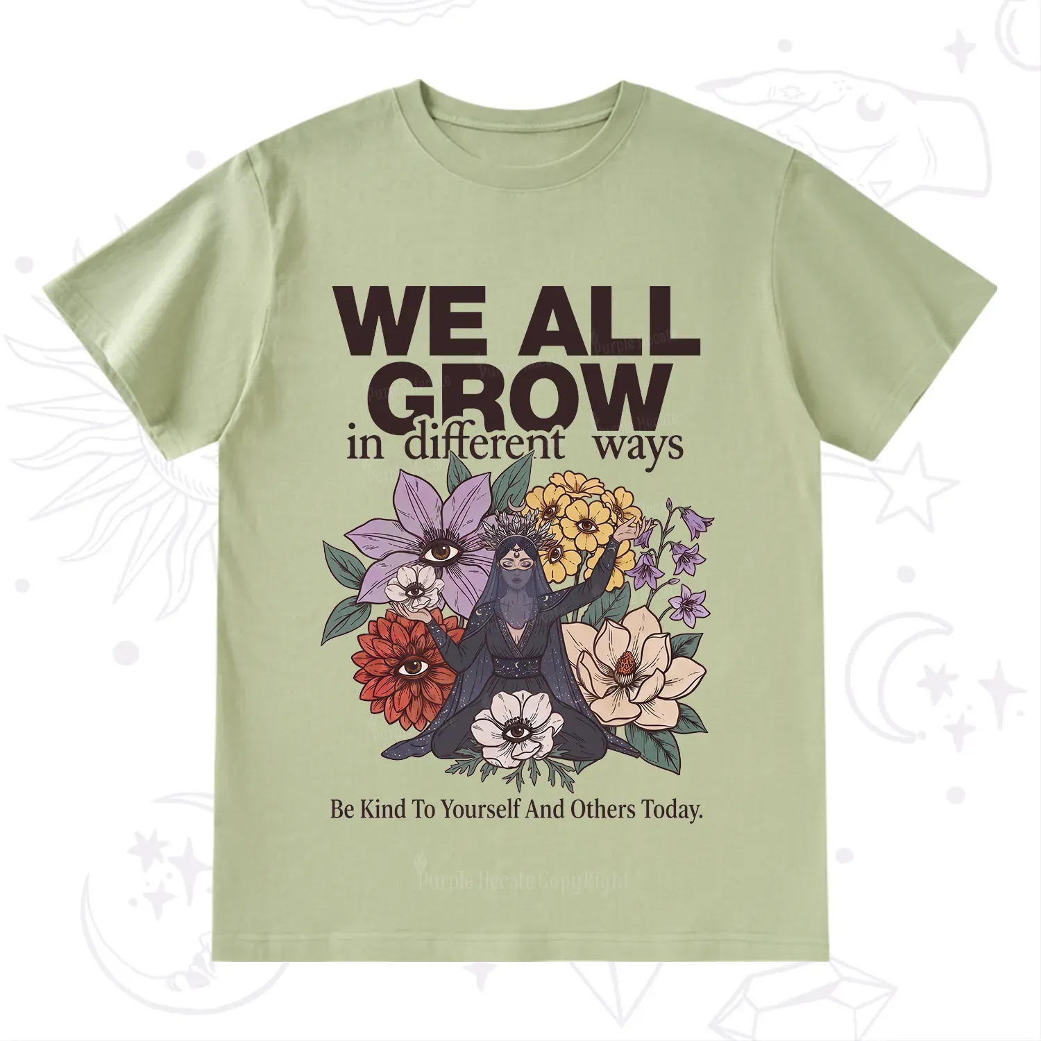 Purplehecate We All Grow Different Ways Floral T-Shirt