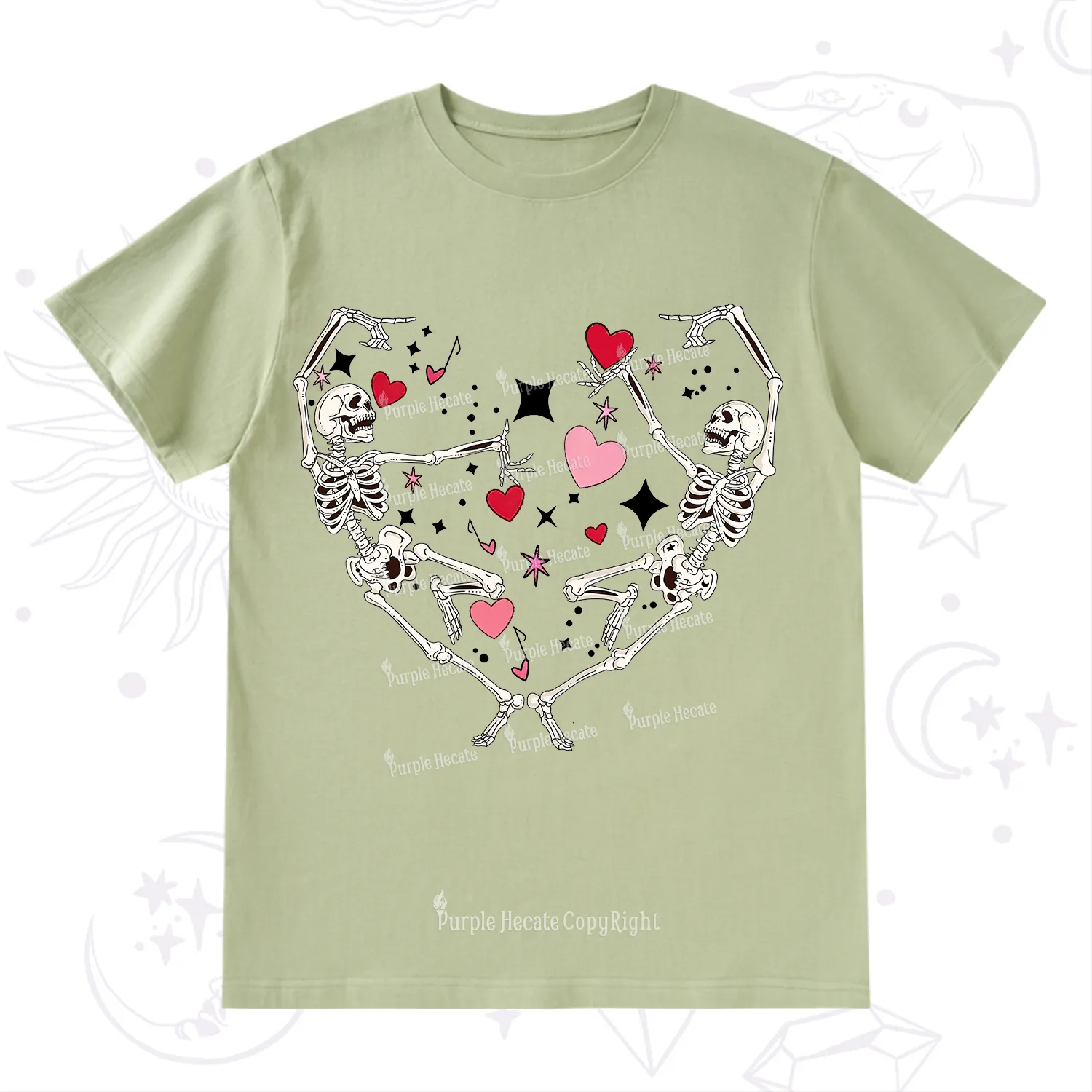Purplehecate Skeleton Heart Lovers Valentine T-Shirt