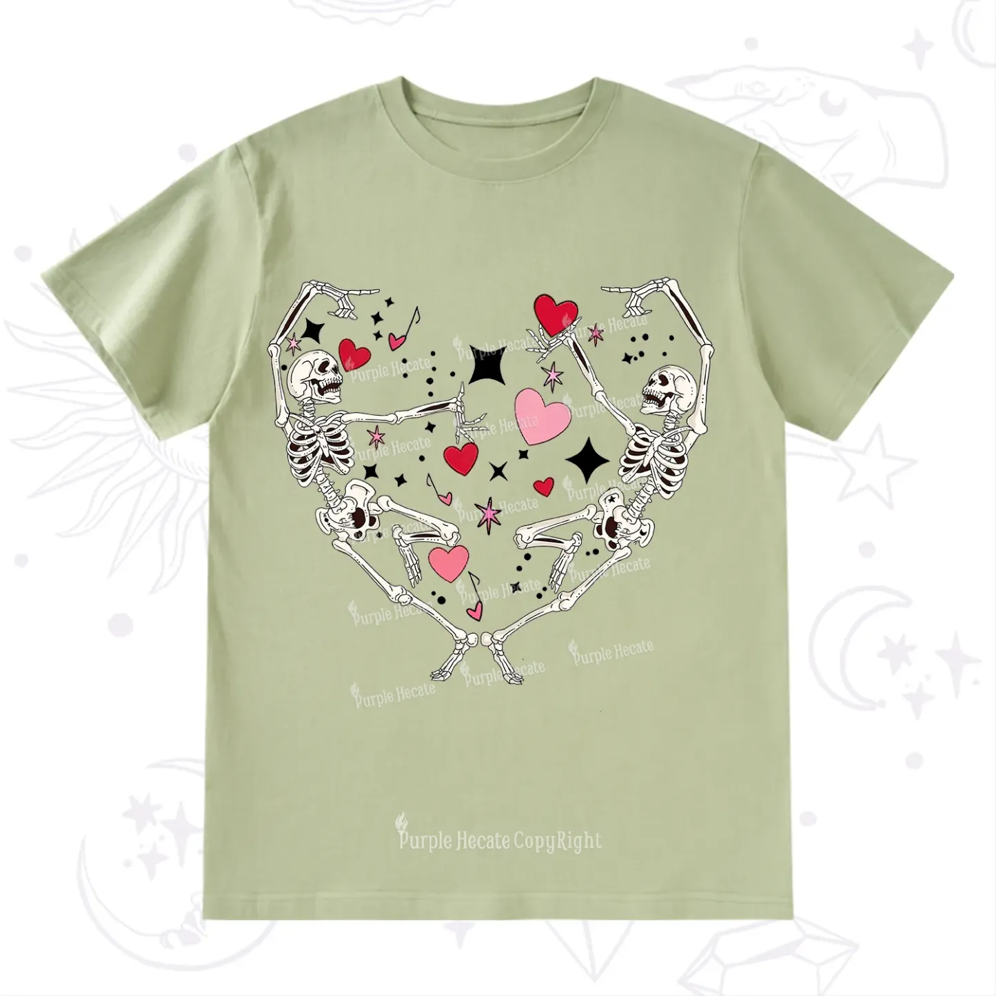 Purplehecate Skeleton Heart Lovers Valentine T-Shirt