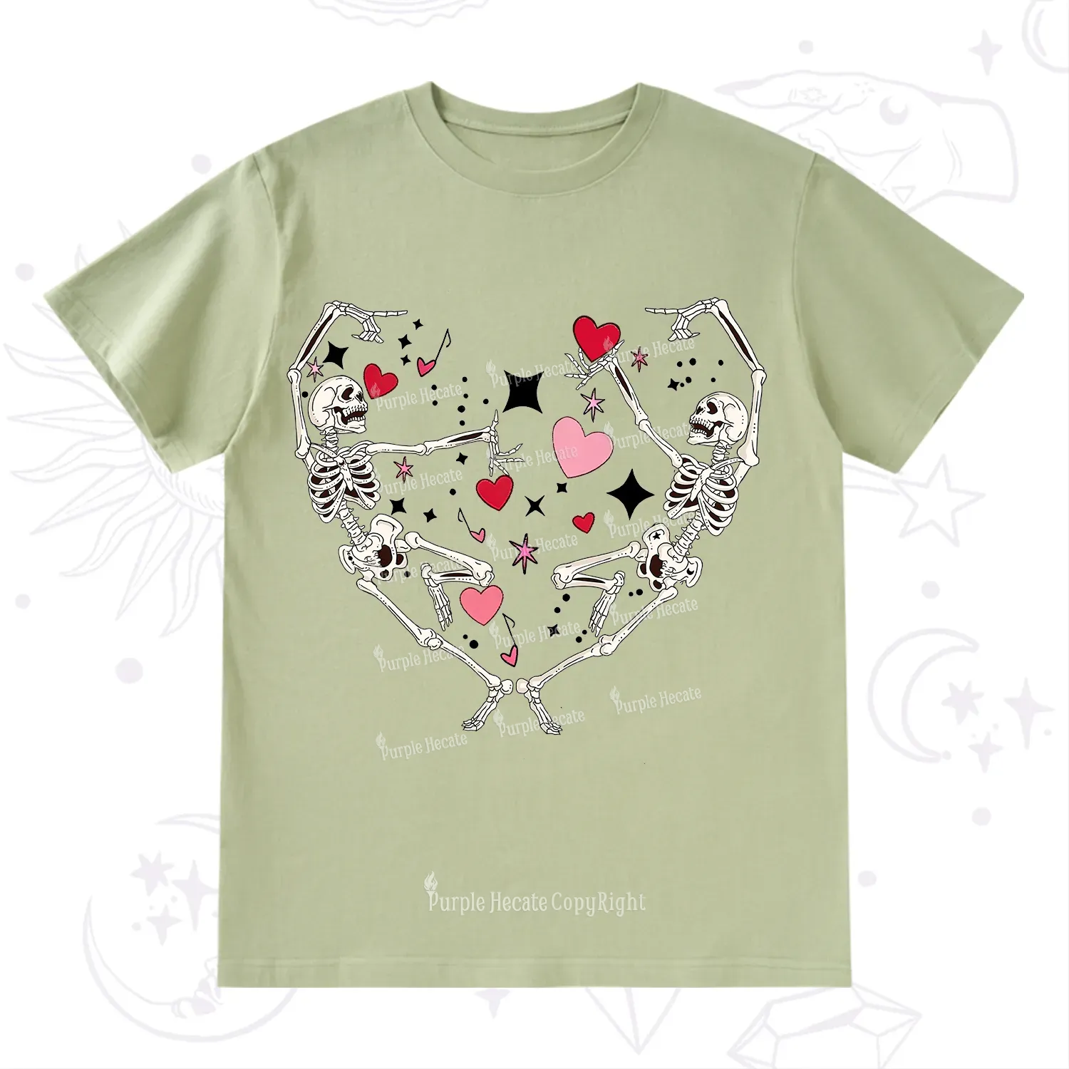 Purplehecate Skeleton Heart Lovers Valentine T-Shirt