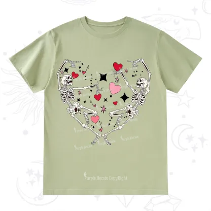 Purplehecate Skeleton Heart Lovers Valentine T-Shirt