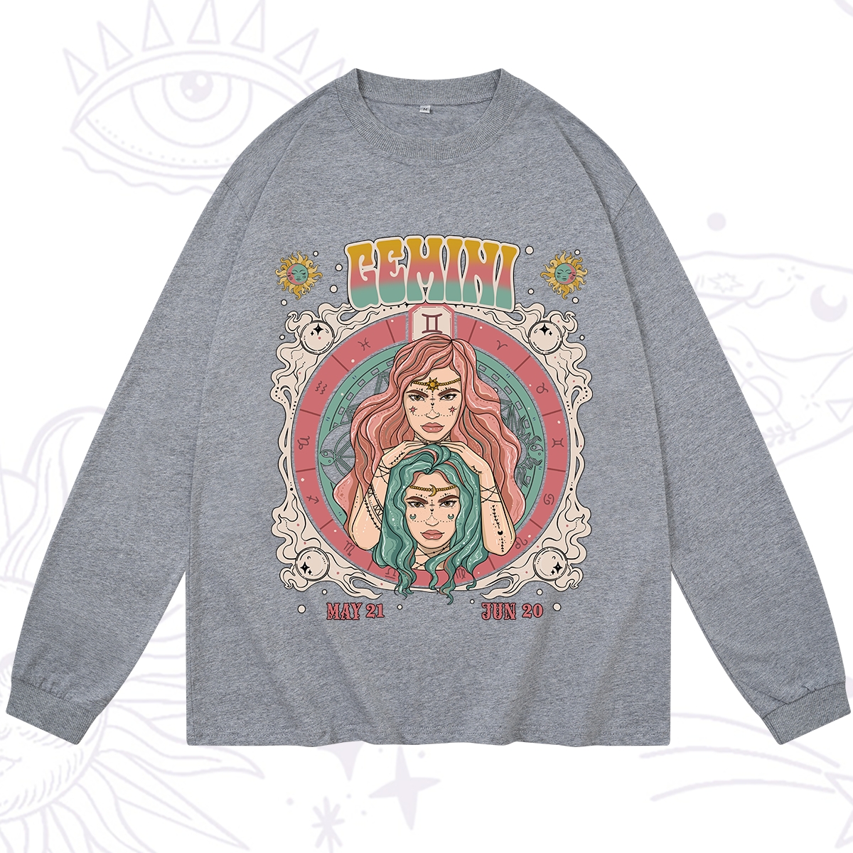 Purplehecate Gemini Cosmic Zodiac Long Sleeve T-Shirt