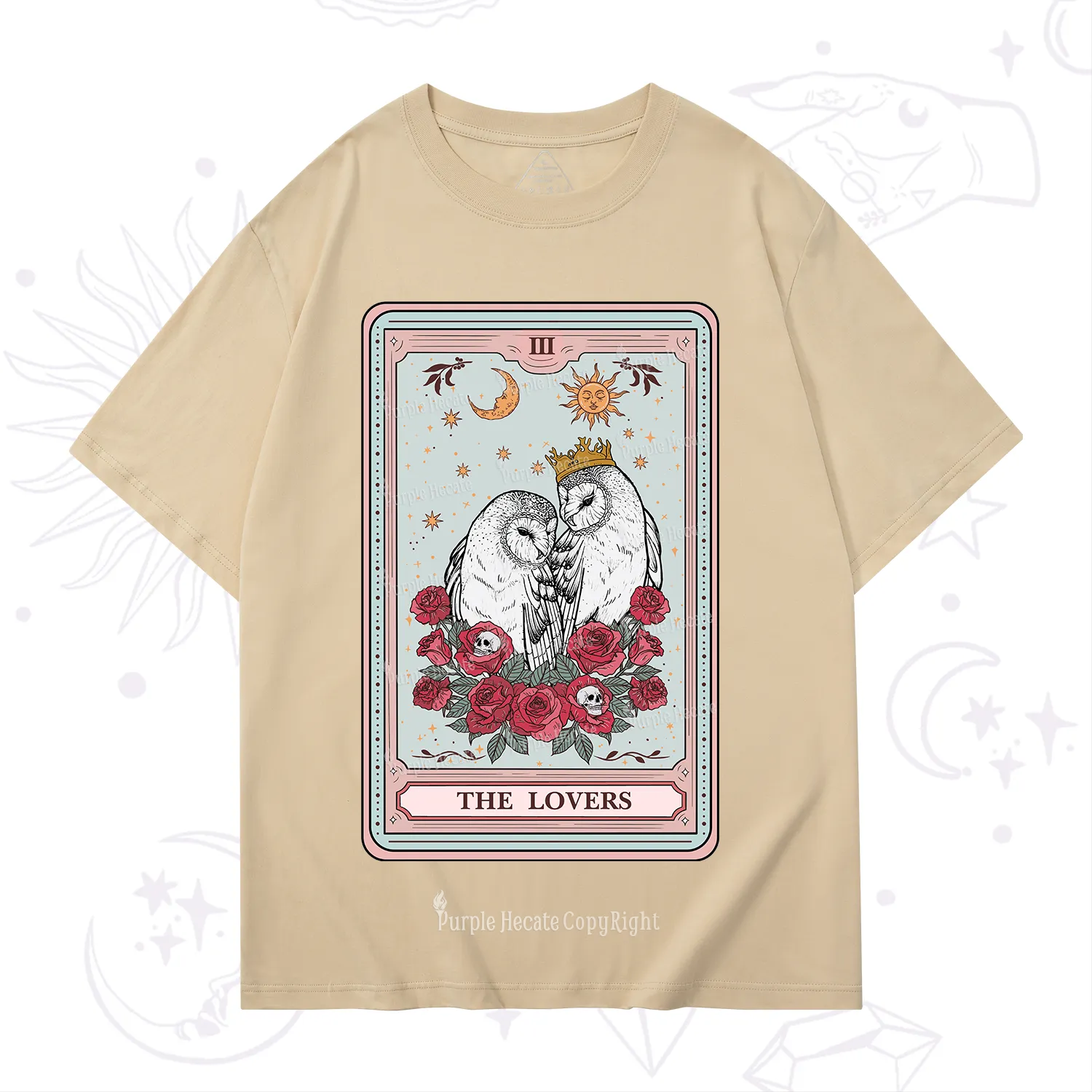 Purplehecate The Lovers Owls Tarot Card T-Shirt