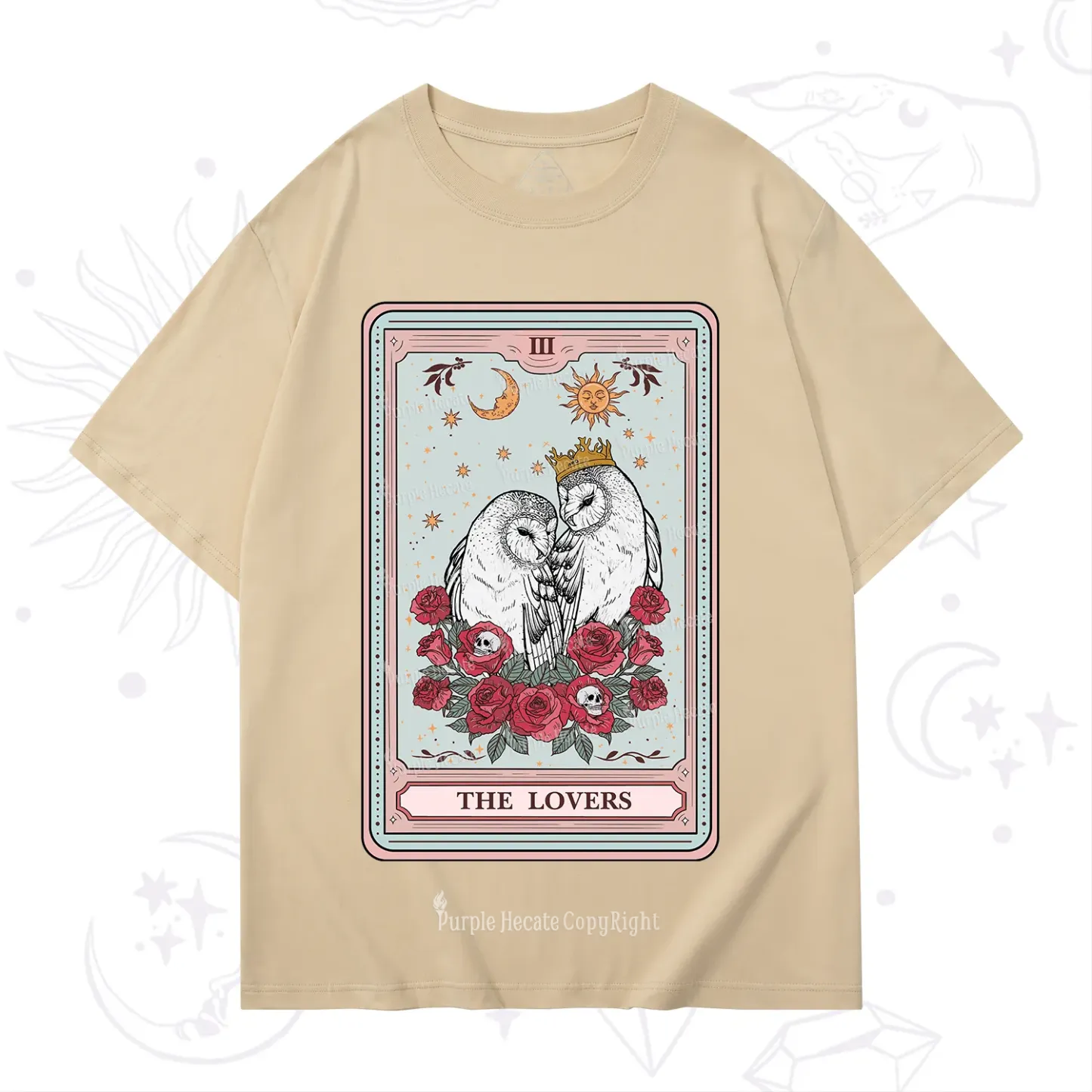 Purplehecate The Lovers Owls Tarot Card T-Shirt