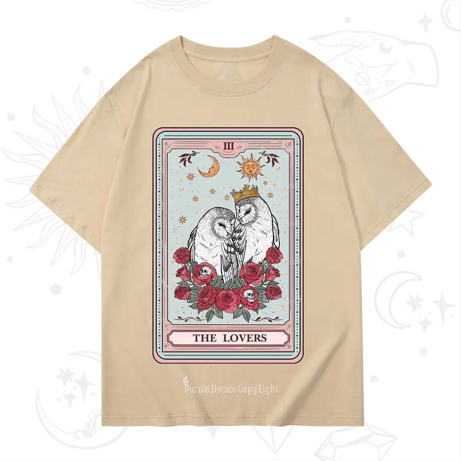 Purplehecate The Lovers Owls Tarot Card T-Shirt