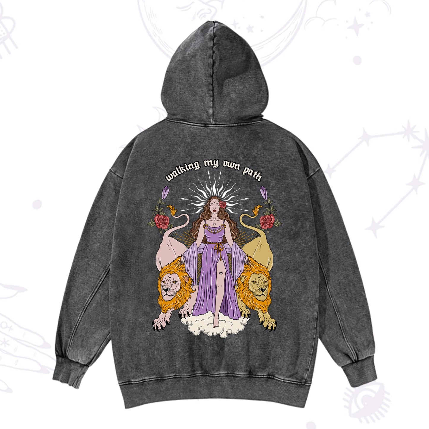 Magic Purplehecate The Goddess Walking My Own Path Washed Hoodie