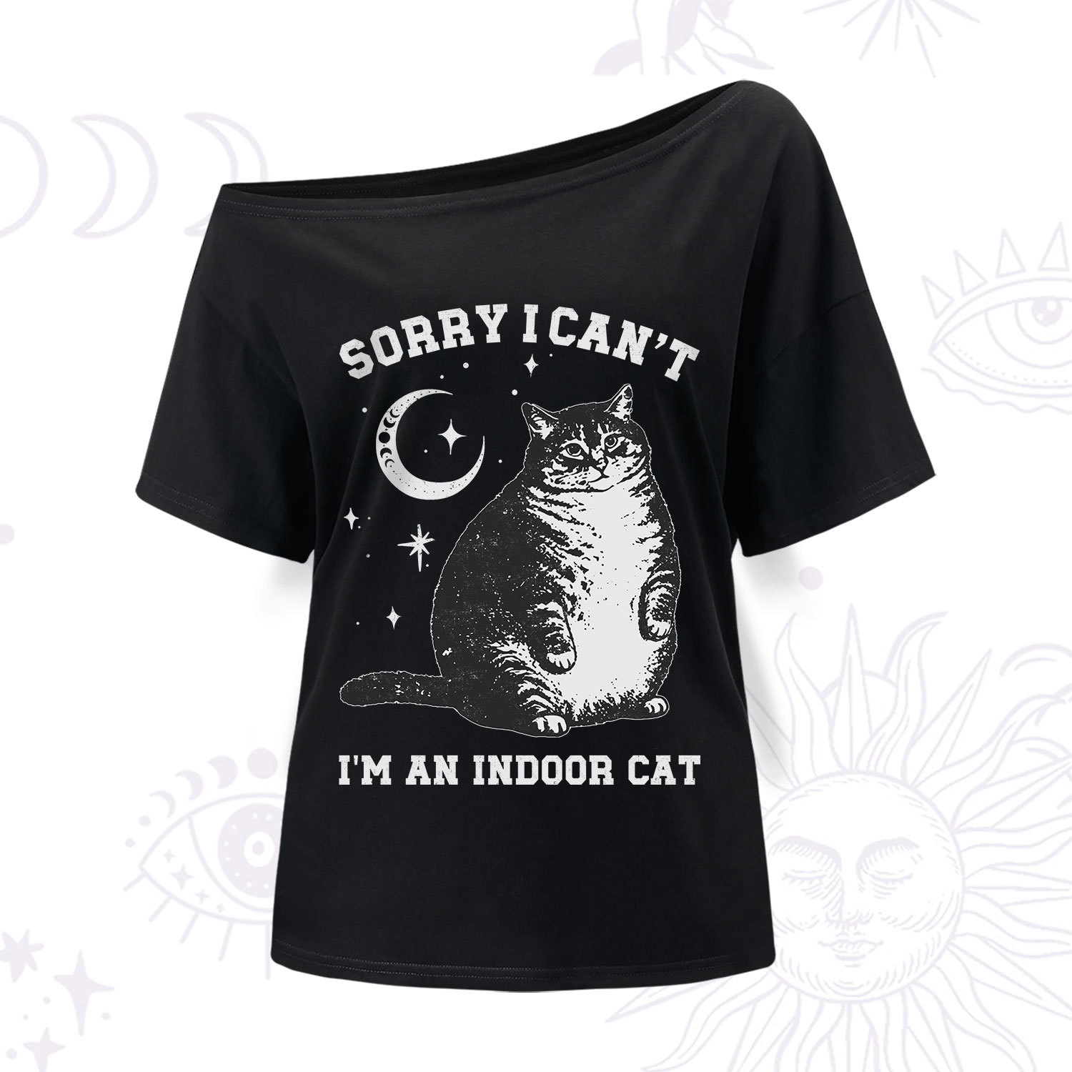 Purplehecate Sorry I Can't Go I'm an Indoor Cat One Shoulder T-Shir