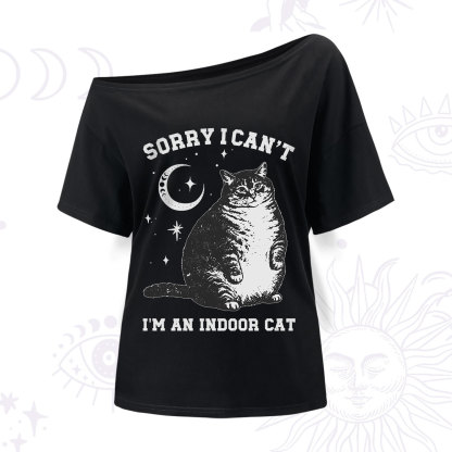 Purplehecate Sorry I Can't Go I'm an Indoor Cat One Shoulder T-Shirt