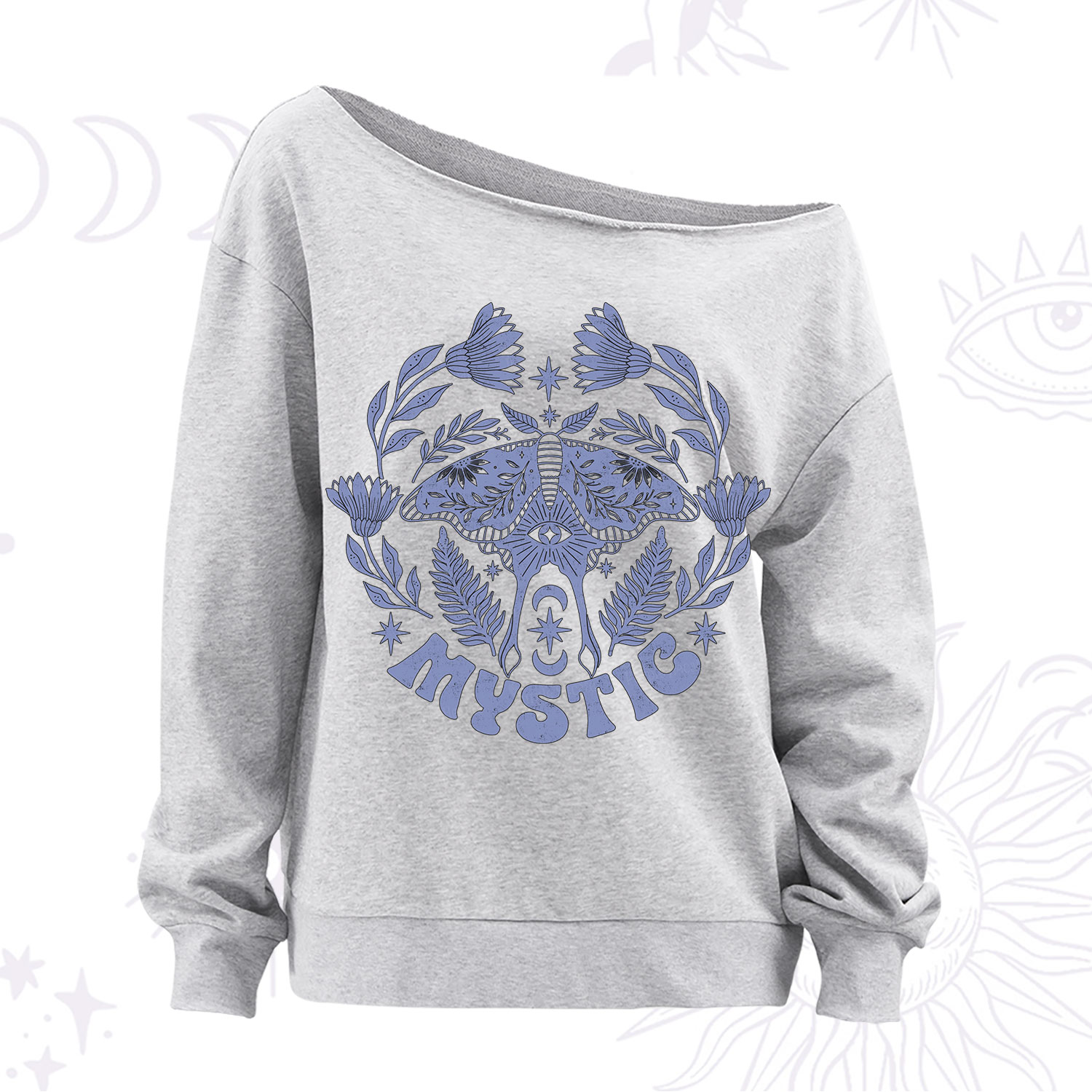Purplehecate Mystic Moth Off The Shoulder Sweatshirt