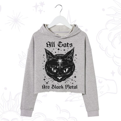 Purplehecate All Cats Are Black Metal Crop Hoodie