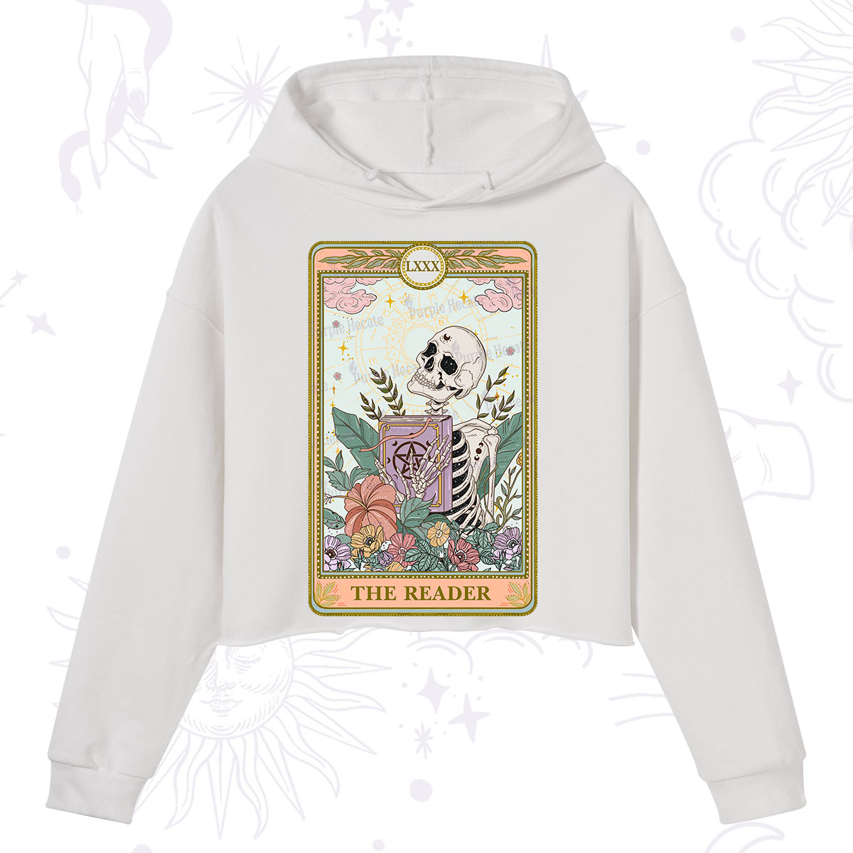 Purplehecate The Reader Occult Tarot Skeleton Crop Hoodie