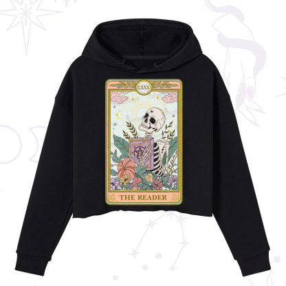 Purplehecate The Reader Occult Tarot Skeleton Crop Hoodie