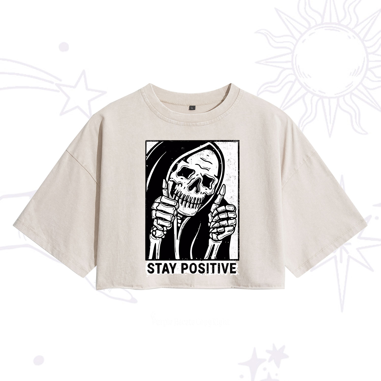 [Copy]Purplehecate Mystical Moon Phases Snake Washed Cropped T-Shirt