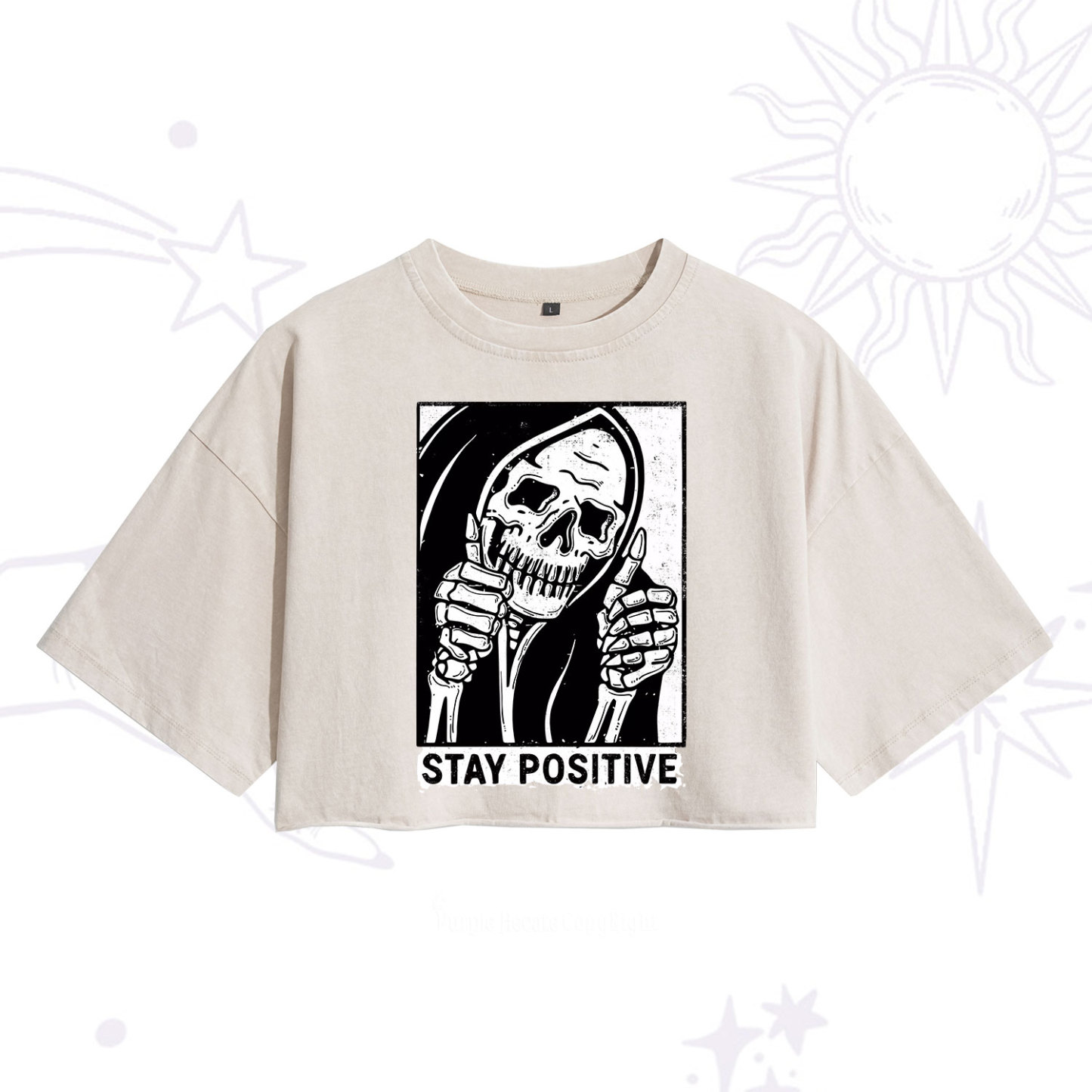 [Copy]Purplehecate Mystical Moon Phases Snake Washed Cropped T-Shirt