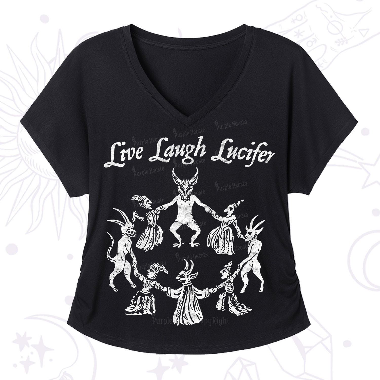 Purplehecate Live Laugh Lucifer V-Neck T-Shirt