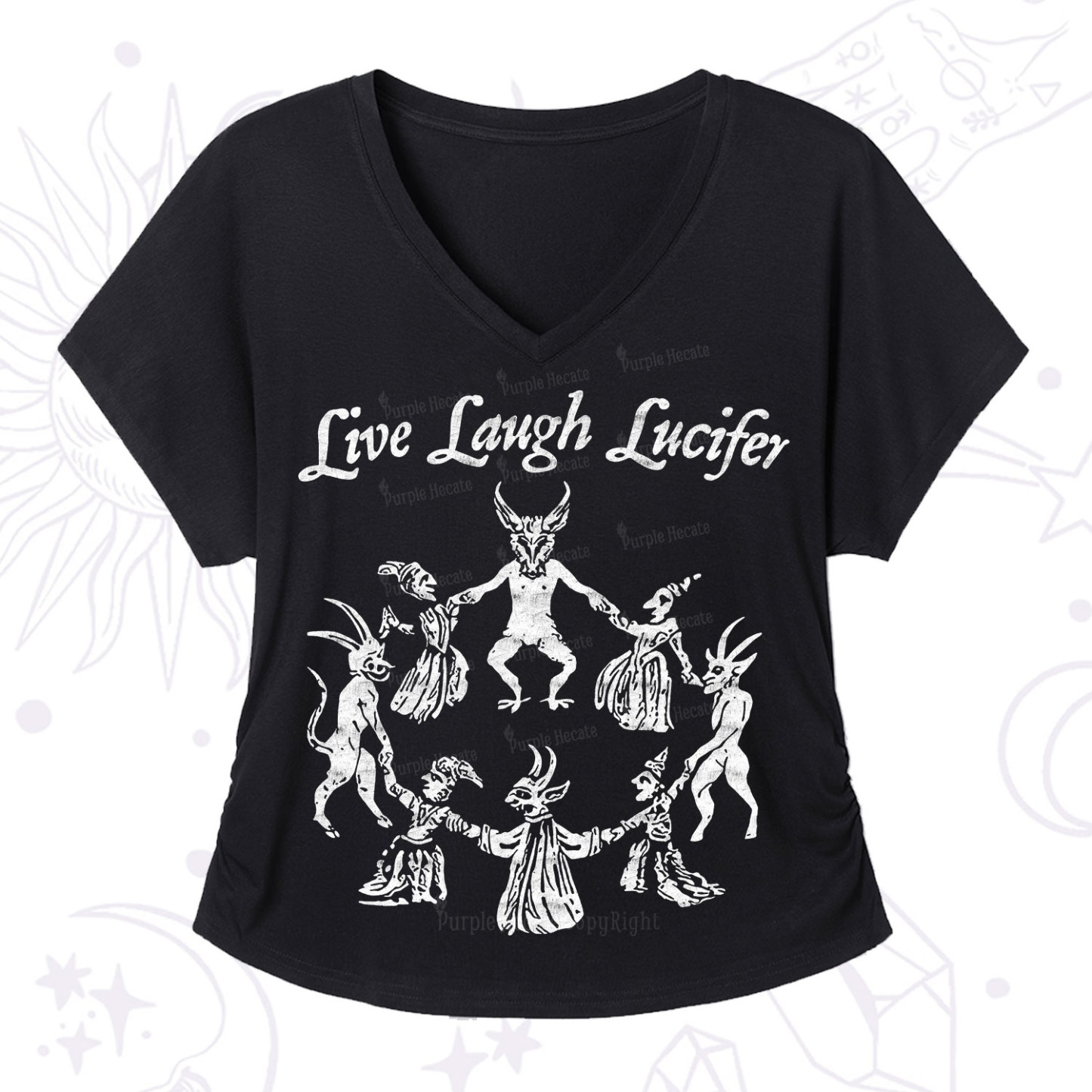 Purplehecate Live Laugh Lucifer V-Neck T-Shirt