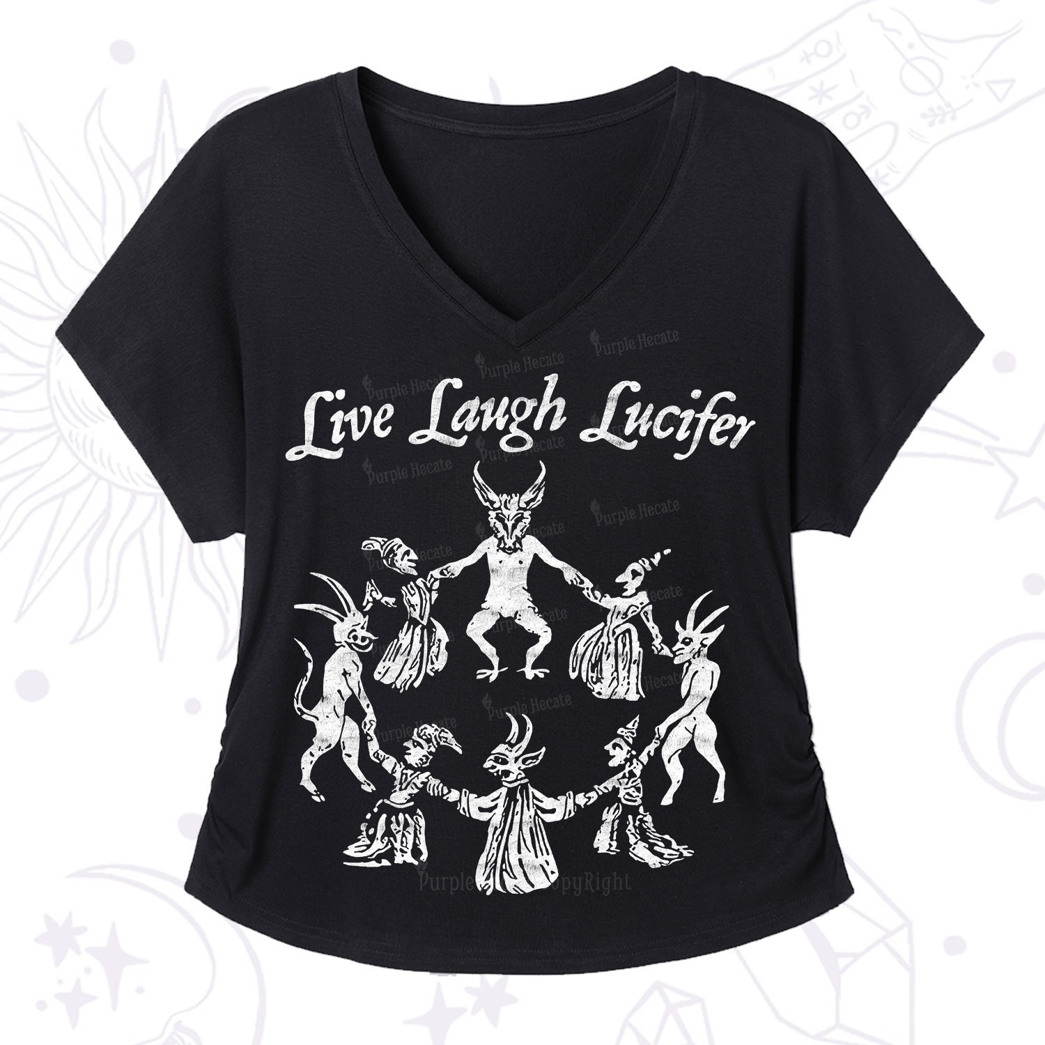 Purplehecate Live Laugh Lucifer V-Neck T-Shirt
