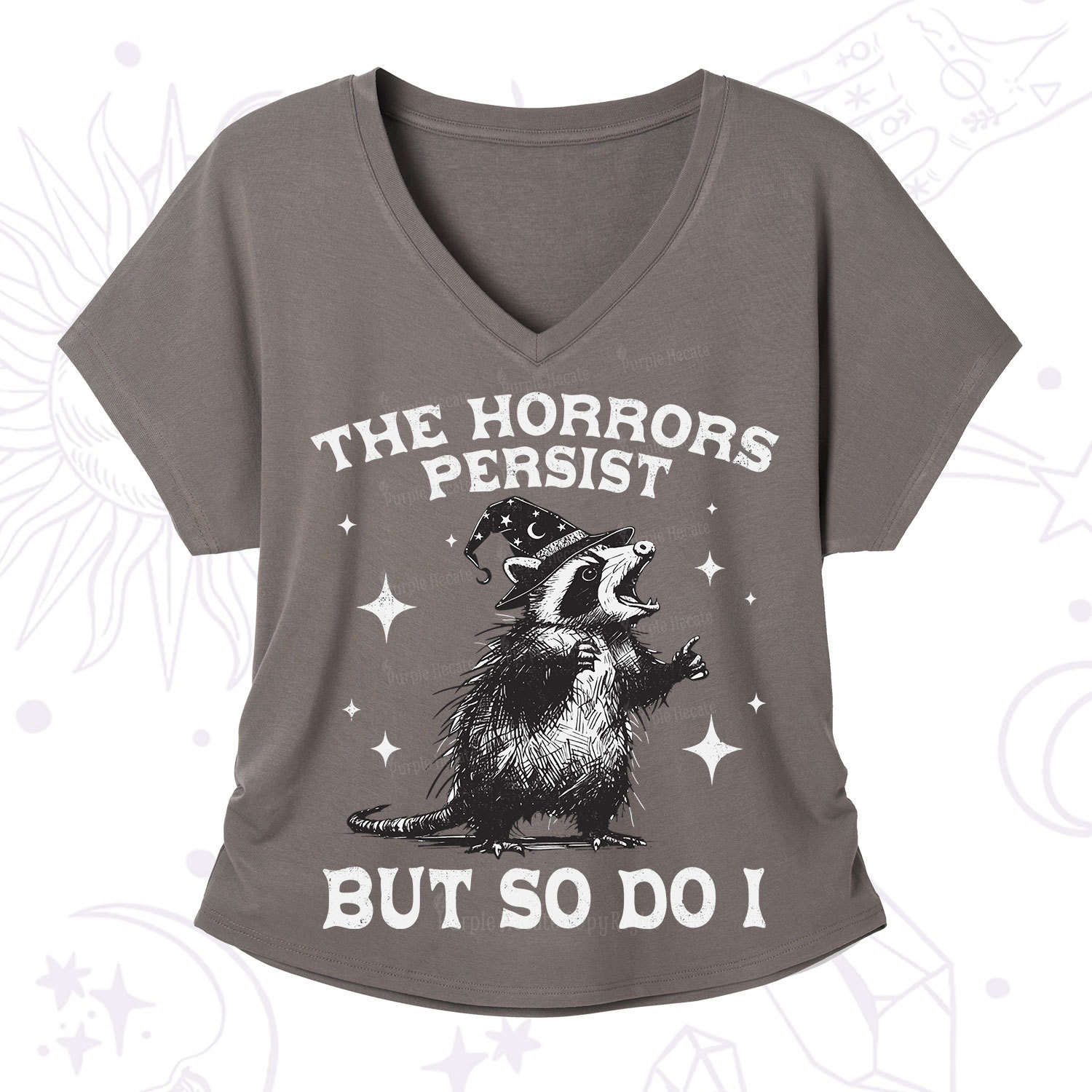 Purplehecate The Horrors Persist But So Do I V-Neck T-Shirt