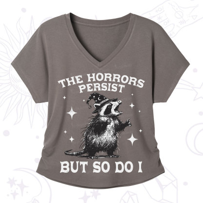 Purplehecate The Horrors Persist But So Do I V-Neck T-Shirt