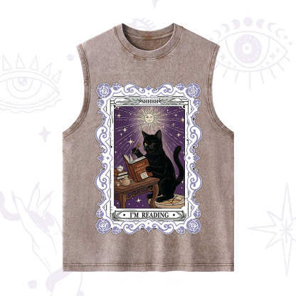 Purplehecate The Reading Cat Tarot Washed Tank